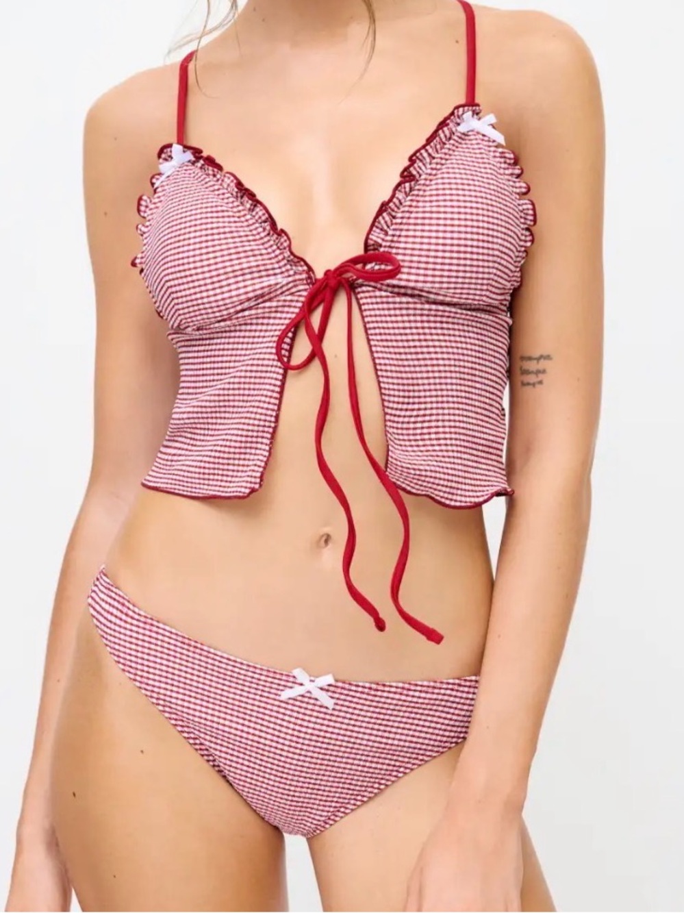 Cider- Red Gingham Ruffle Bikini Set
